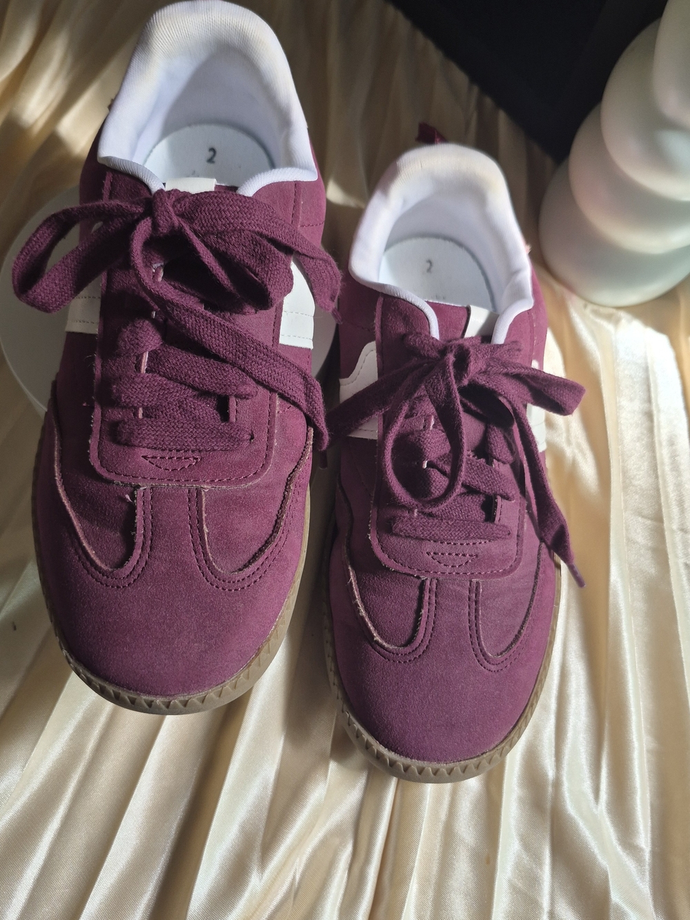 Kids Burgundy Suede Lace-Up Sneakers - Unbranded